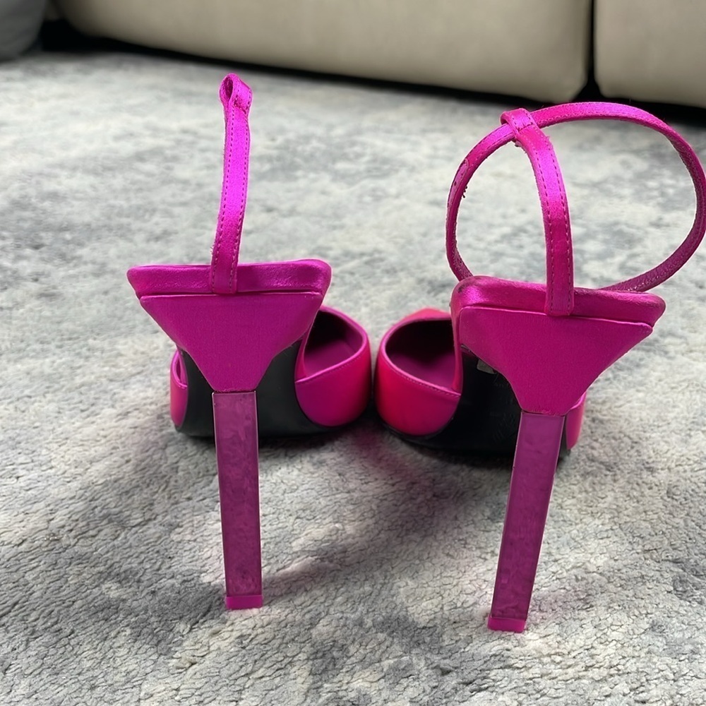 New The Attico Perine Satin Pumps Pointed Toe Fuchsia Pink Sz 36.5 - Picture 5 of 16